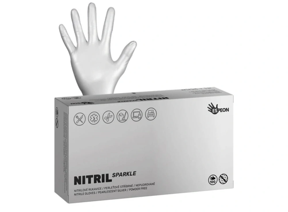 ESPEON NITRILOVÉ RUKAVICE PEARL SILVER S 100KS
